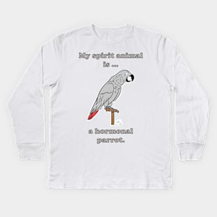 My Spirit Animal is a Hormonal Parrot African Grey Man Kids Long Sleeve T-Shirt